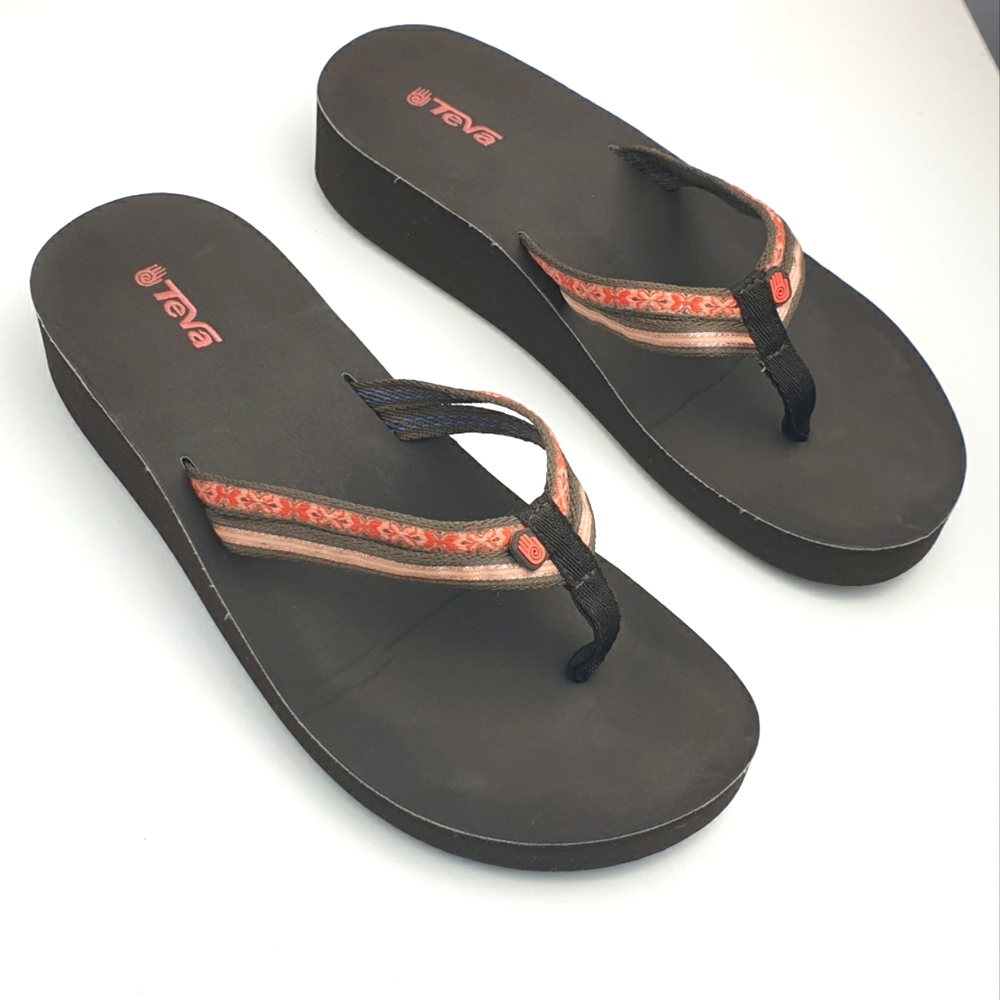 Teva Ventura thong flip-flops wedge platform sandals women's size 10